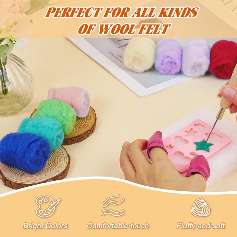 Catopia Needle Felting Kit,Wool Roving 20 Colors Set,Tools for Felted Animal Needle Felting Supplies,Needle Wool Felting Tools Kit - Image 4